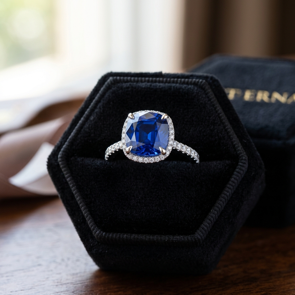 Bespoke Blue Sapphire Platinum Ring